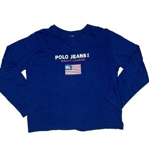 Polo Ralph Lauren jeans logo long sleeve vintage tee M/L crop length
